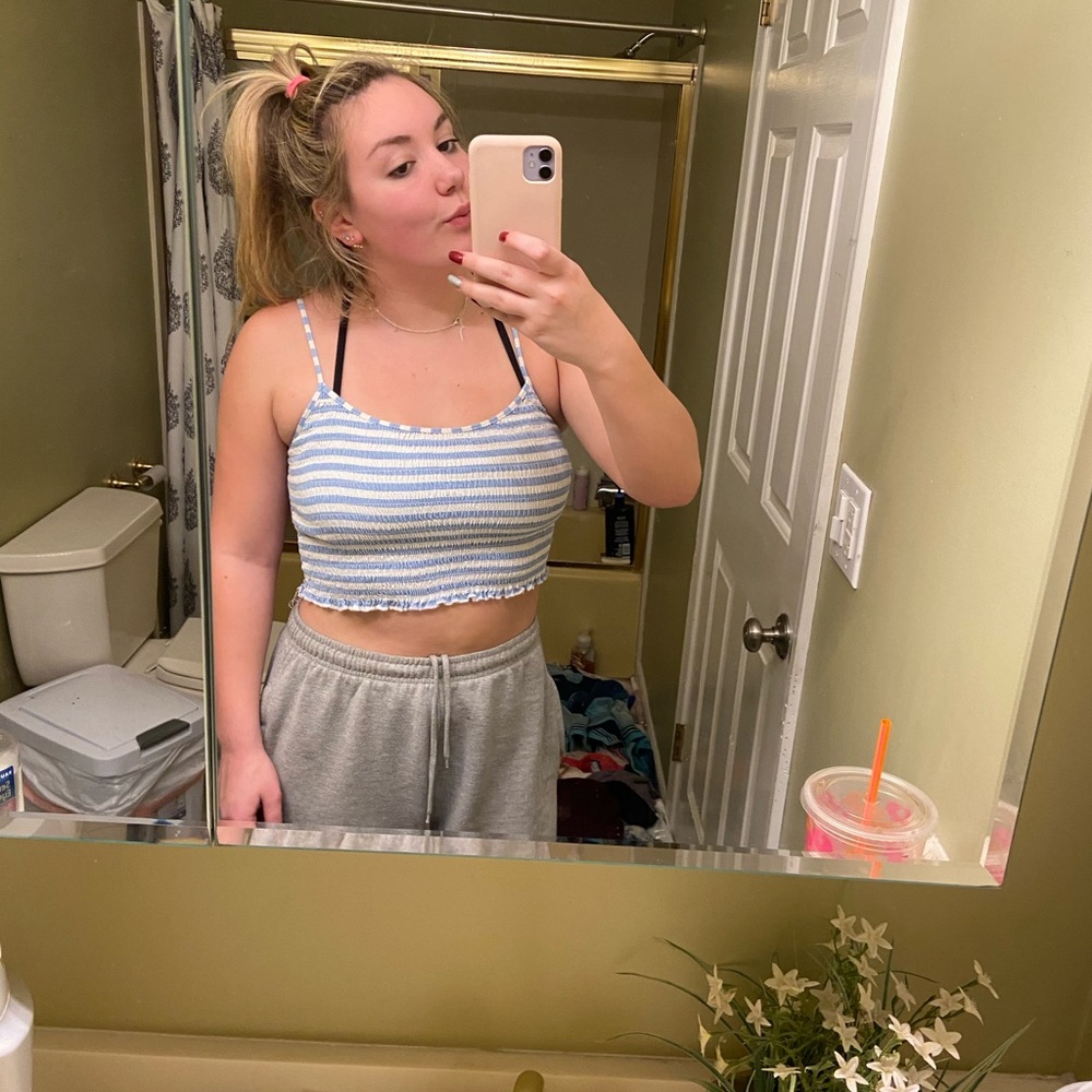 smocked cropped tank